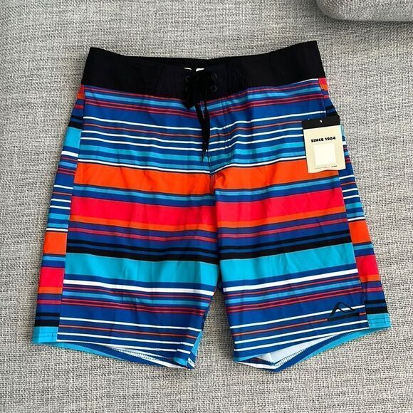 Reef Board Shorts Mens Size 29 Sharpe Striped Blue Red Swim Trunks - Picture 2 of 7